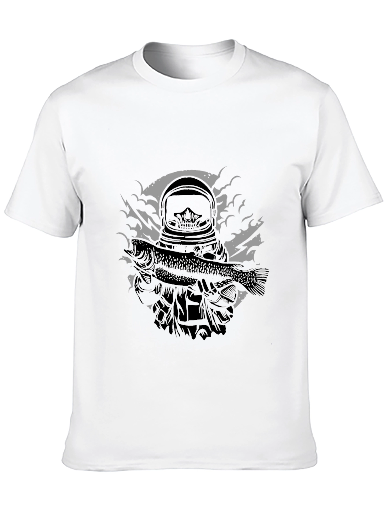 Astronaut Fish Graphic Tee - Black Cotton