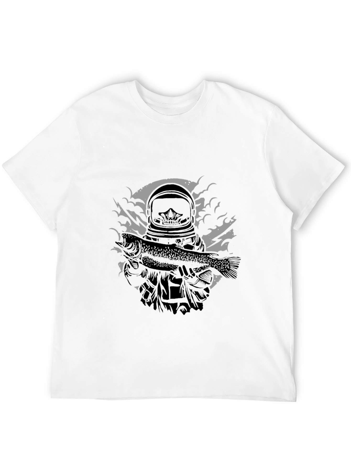 Astronaut Fish Graphic Tee - Black Cotton