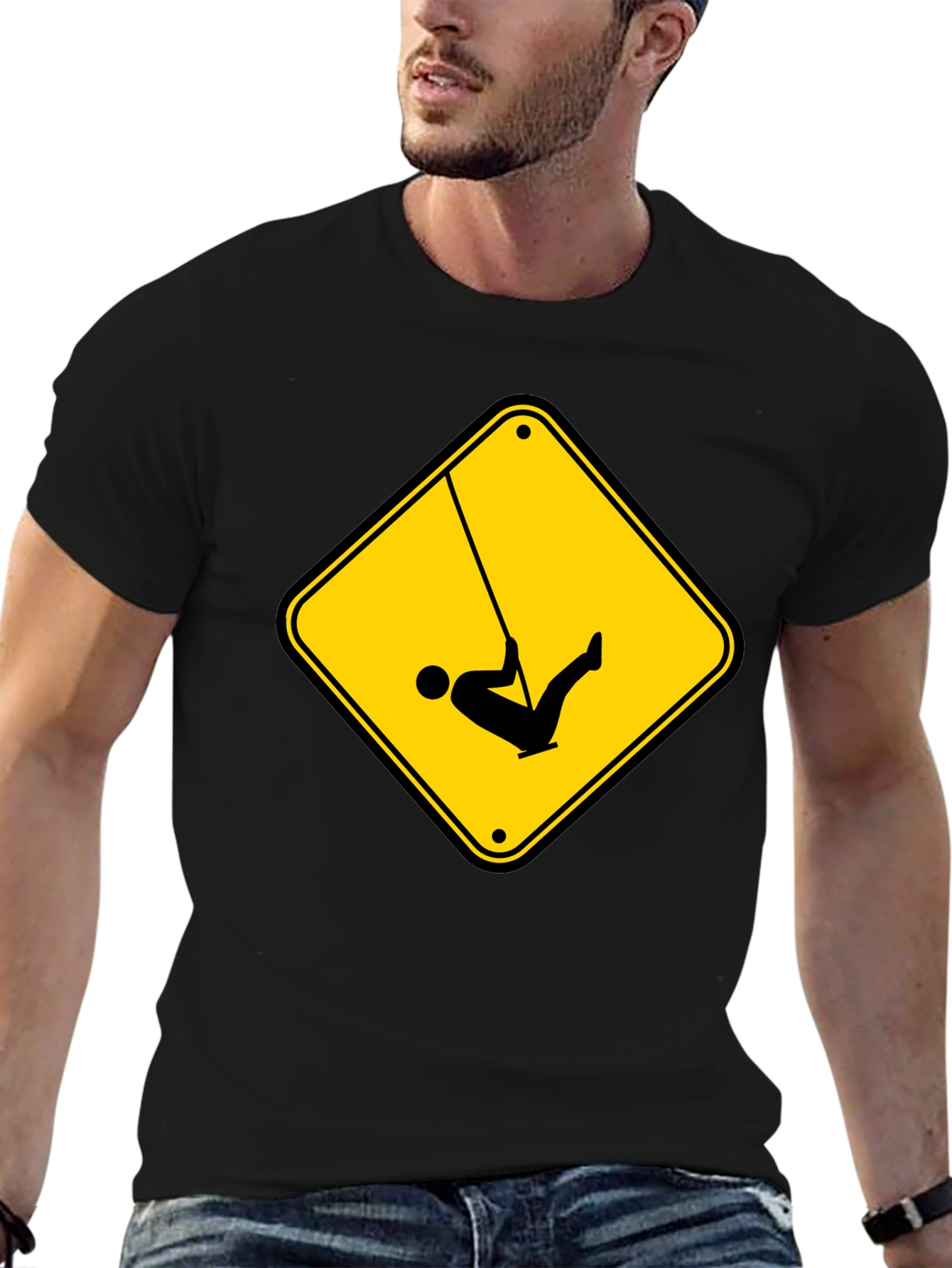 Caution Swing T-Shirt - Black Tee