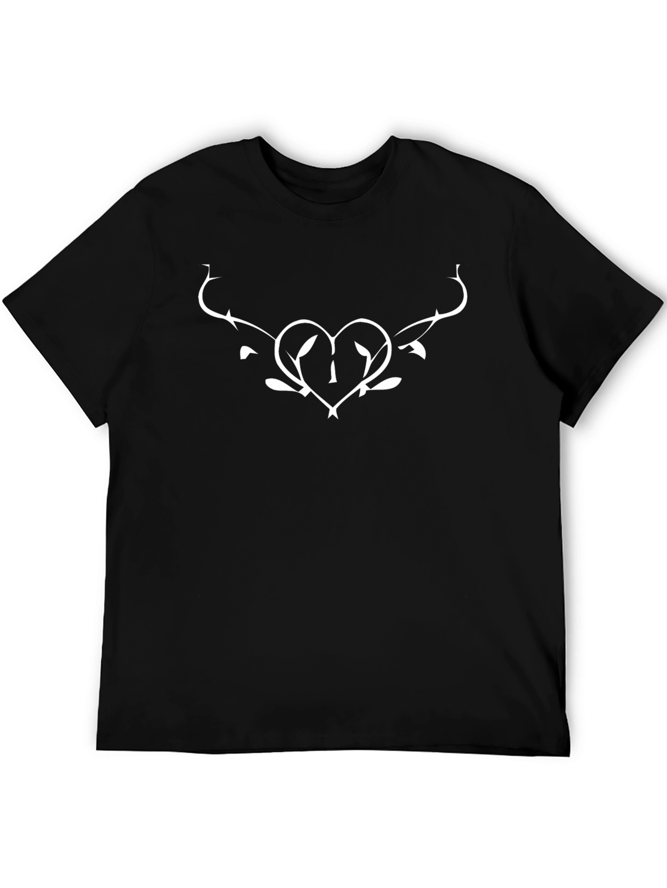 Heart Vine Graphic Tee - Mens Black Cotton T-Shirt