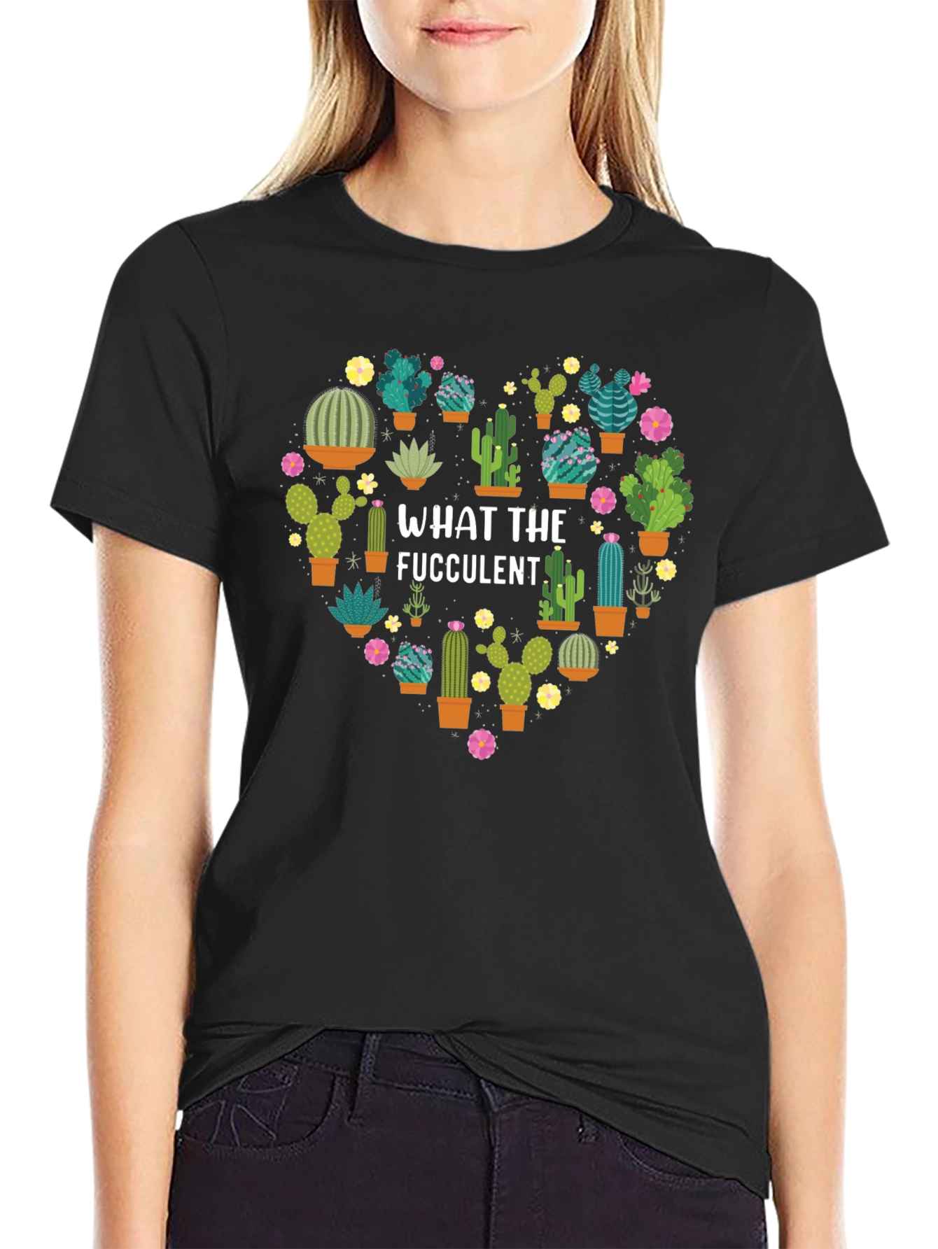 What the Fucculent Cactus Heart T-Shirt