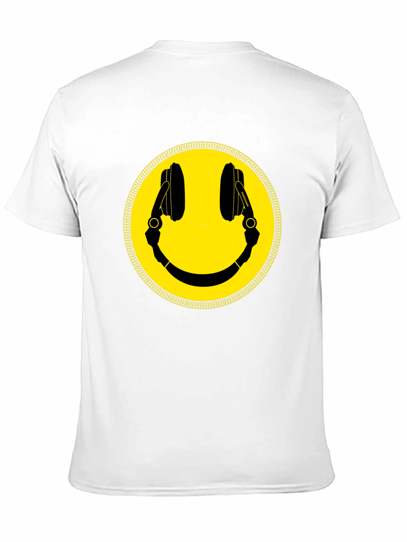 Smiley Face DJ Headphones Graphic Tee - Black