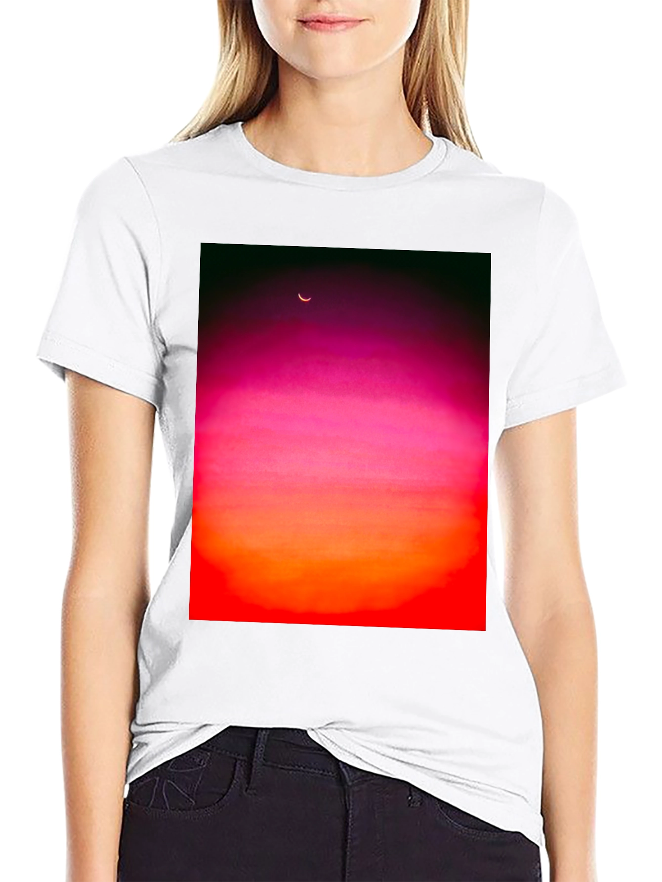 Sunset Moon Graphic Tee - Black Unisex T-Shirt