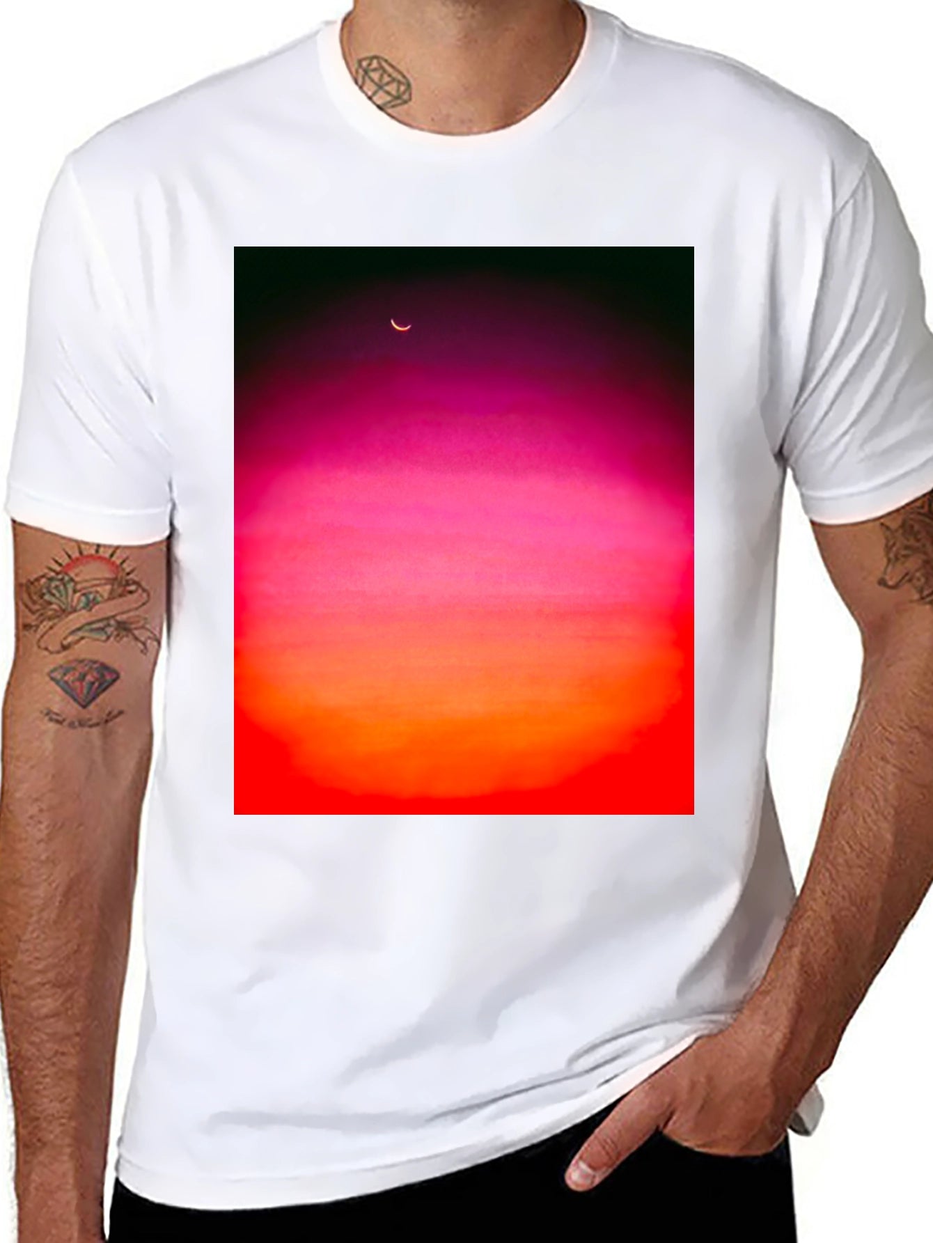 Sunset Moon Graphic Tee - Black Unisex T-Shirt
