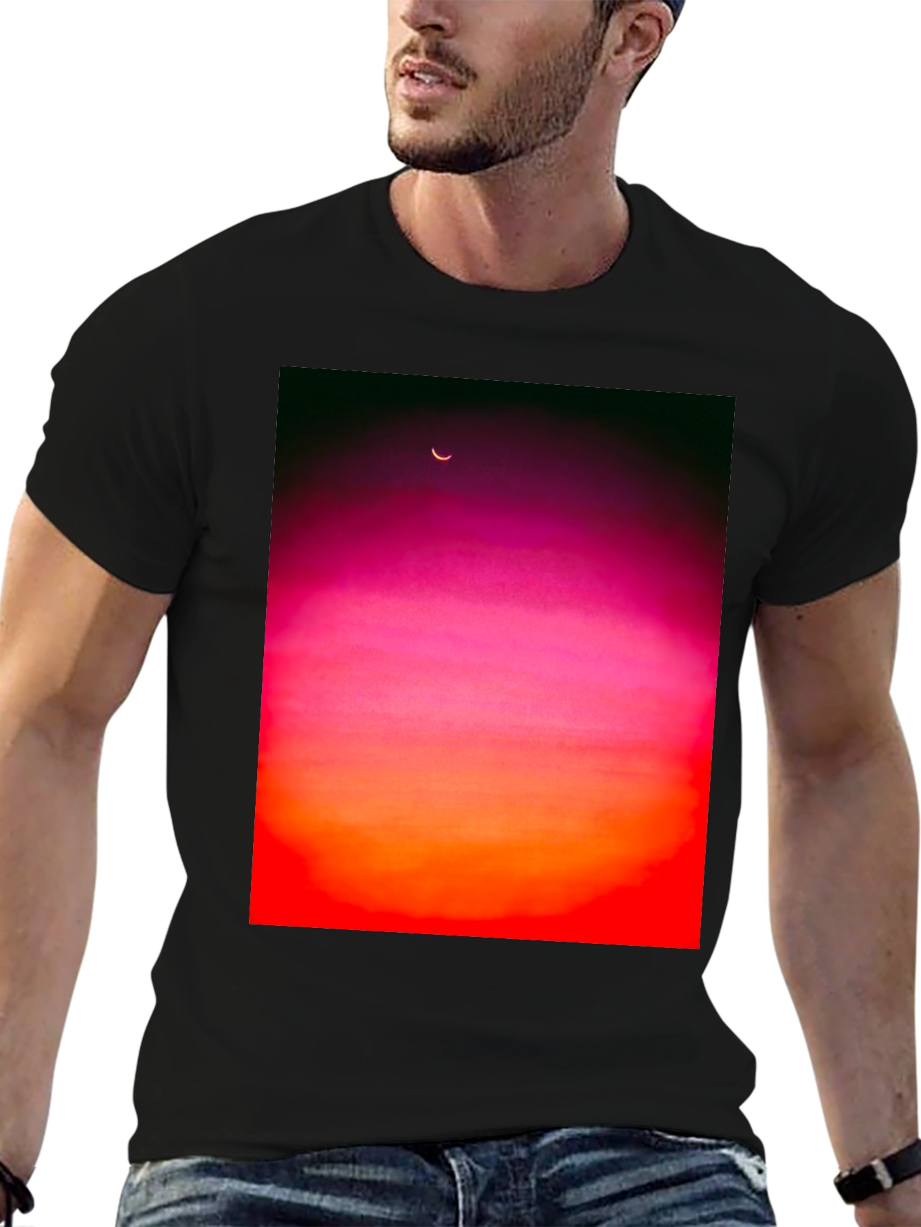 Sunset Moon Graphic Tee - Black Unisex T-Shirt