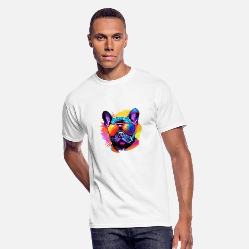 Colorful French Bulldog Wearing Sunglasses