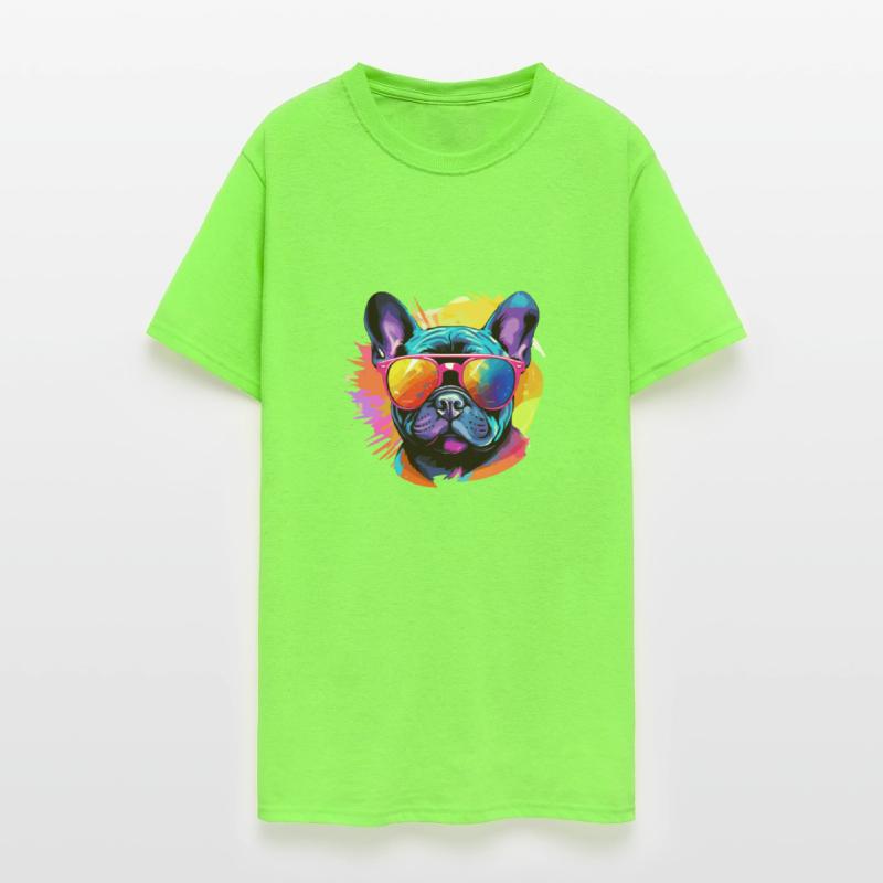 Colorful French Bulldog Wearing Sunglasses