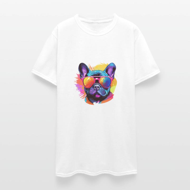 Colorful French Bulldog Wearing Sunglasses