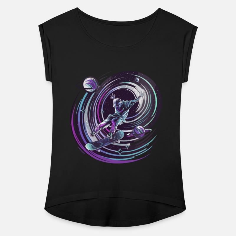 Cosmic Skateboarder Gliding Across the Space for