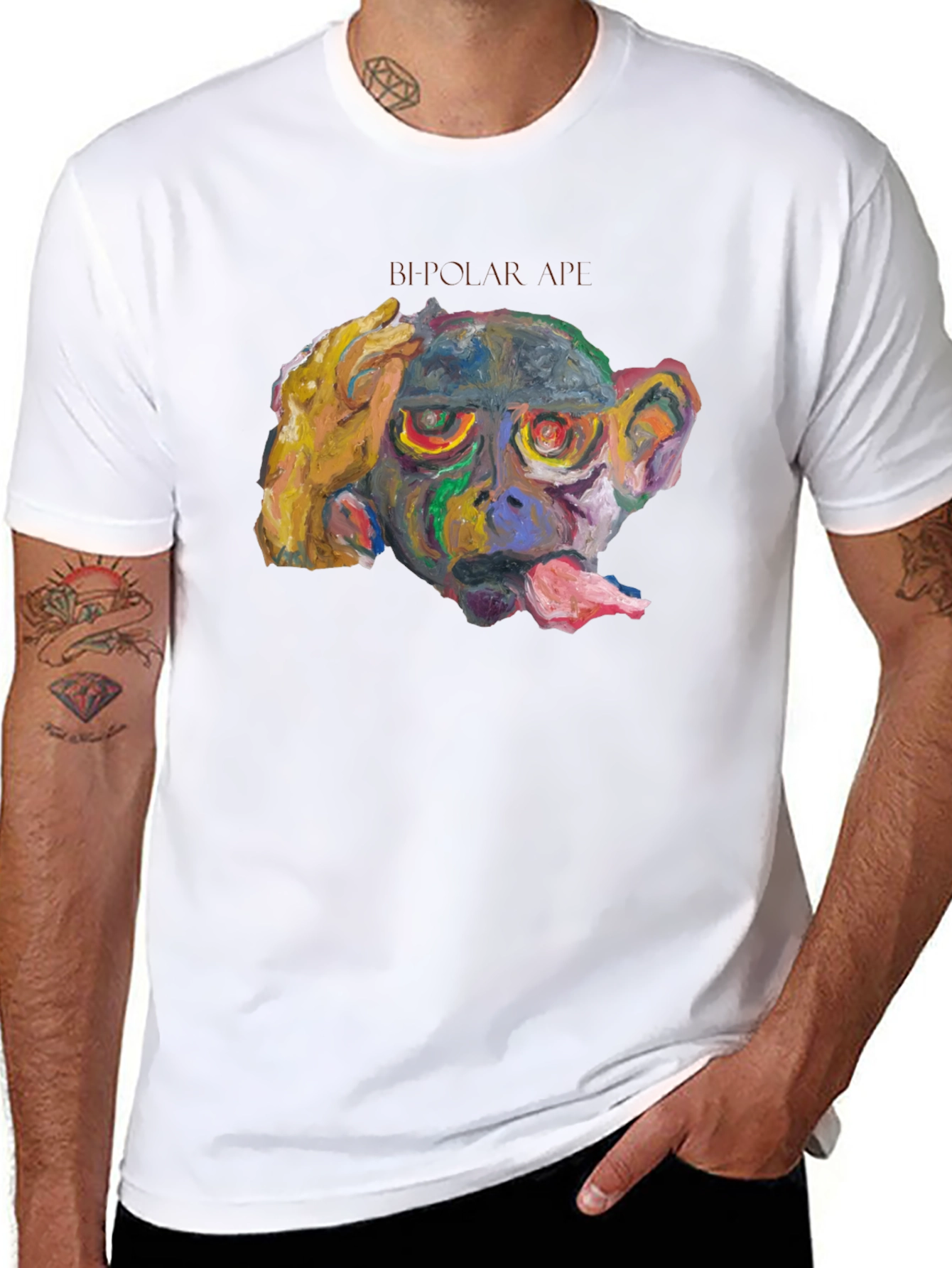 Bipolar Ape Graphic Tee - Unique Artistic Design