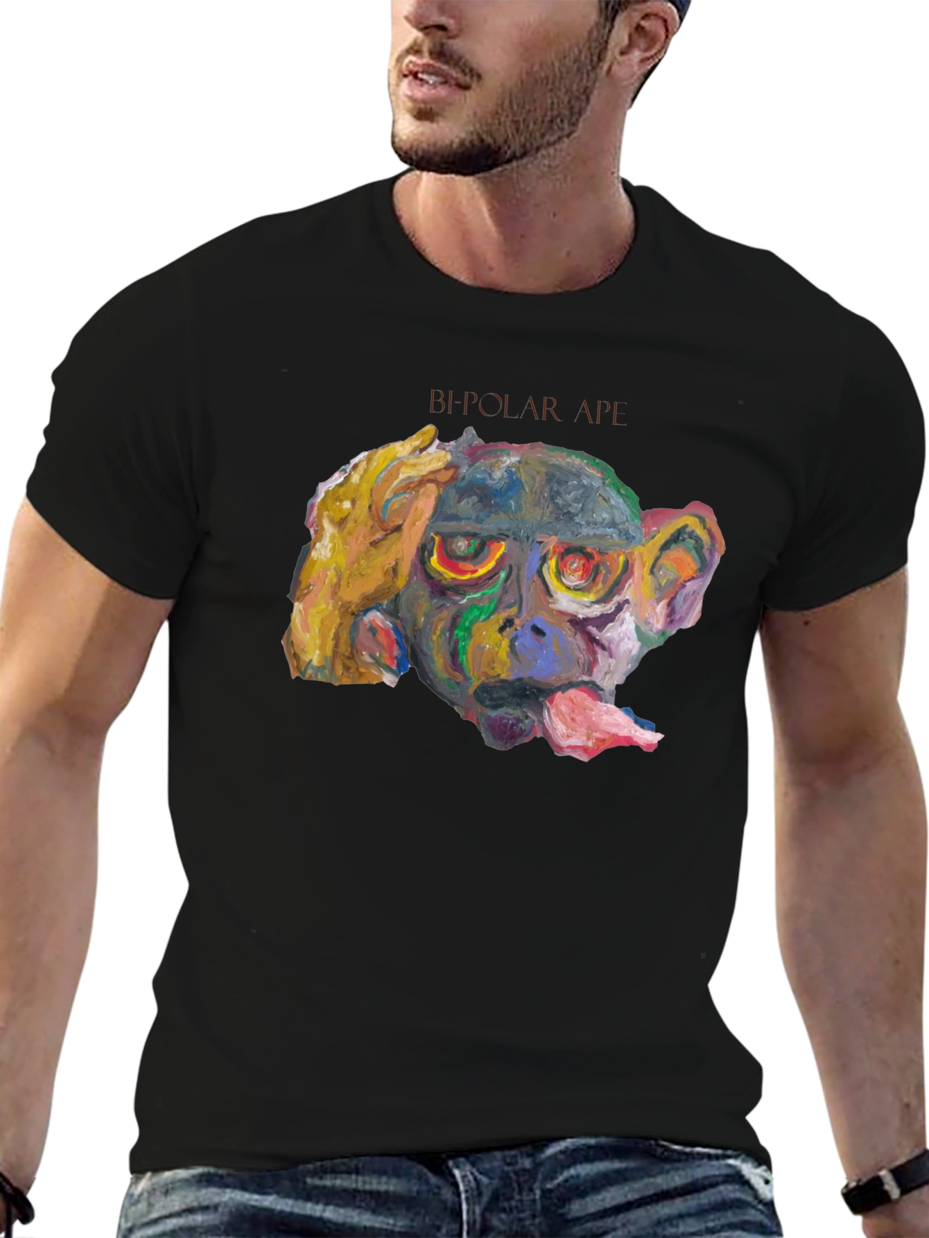 Bipolar Ape Graphic Tee - Unique Artistic Design
