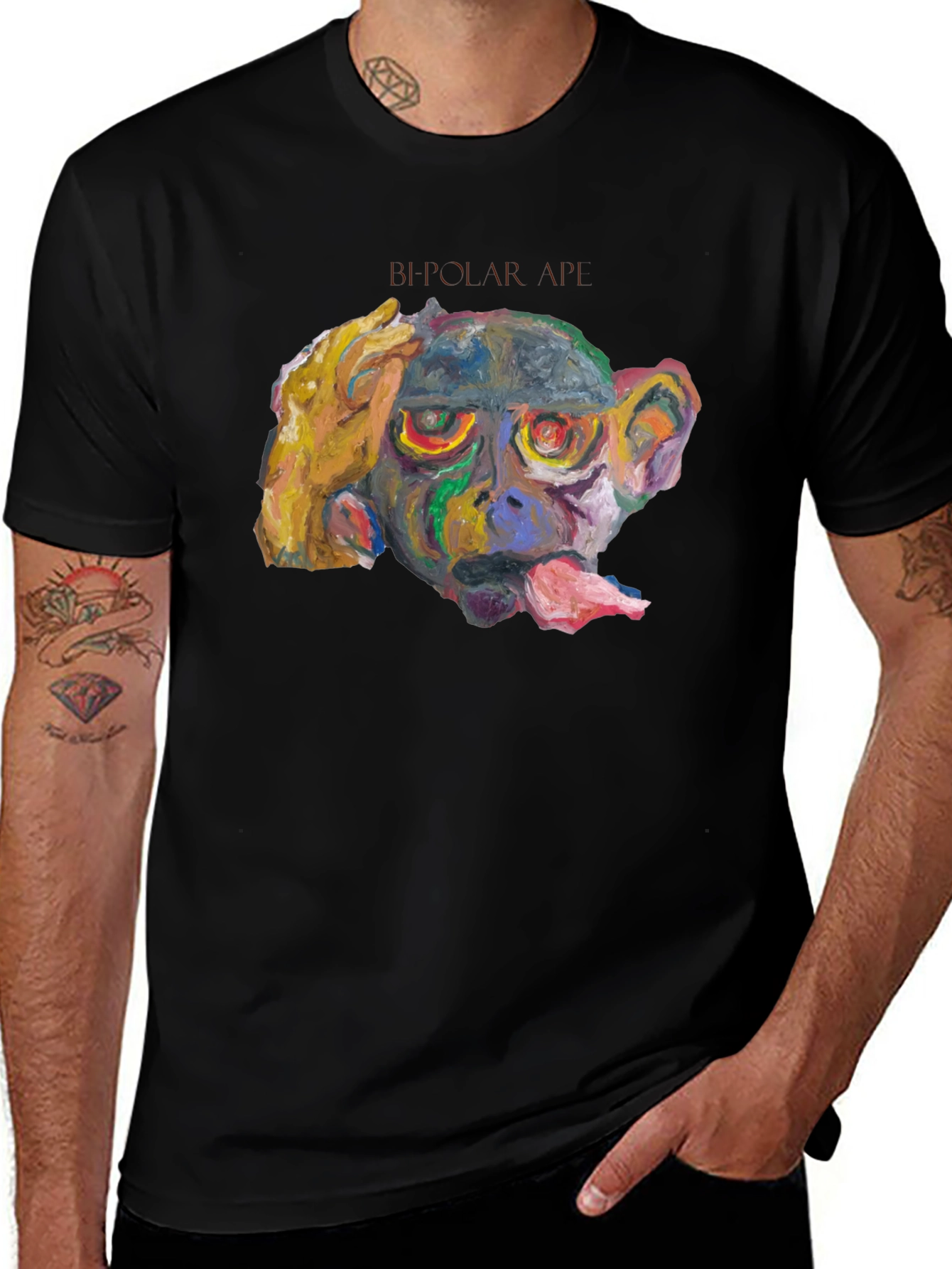 Bipolar Ape Graphic Tee - Unique Artistic Design