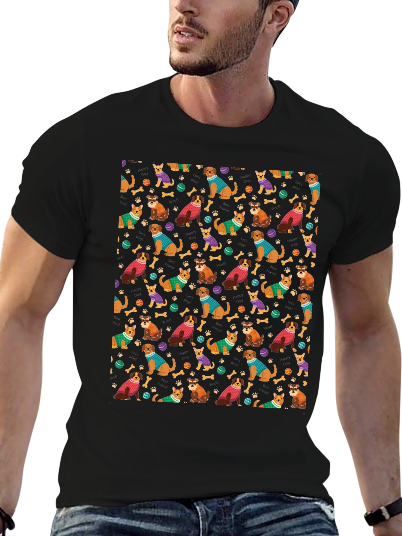 Dog Pattern T-Shirt - Cute Animal Lover Tee