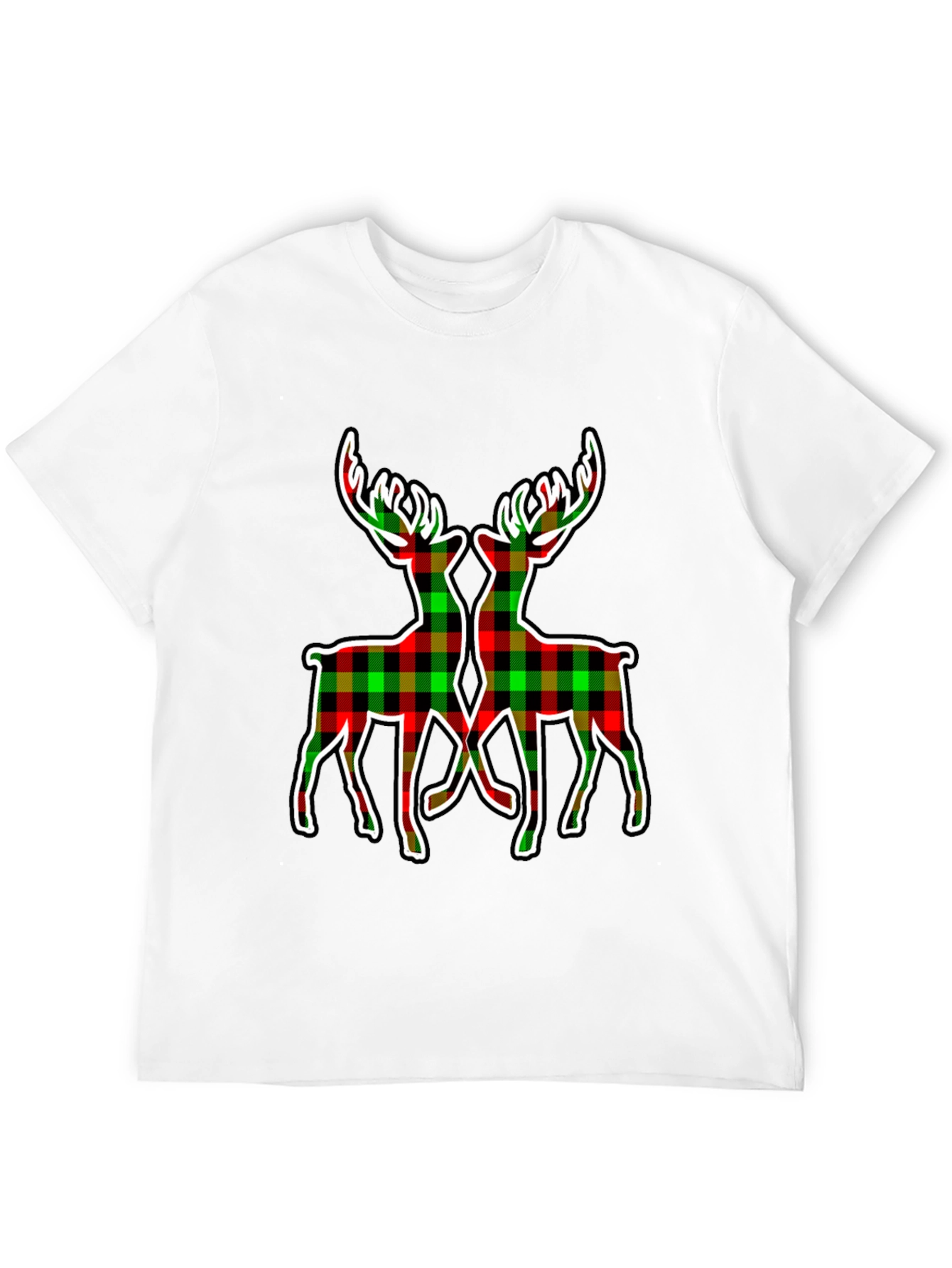 Plaid Deer Graphic Tee - Holiday Style