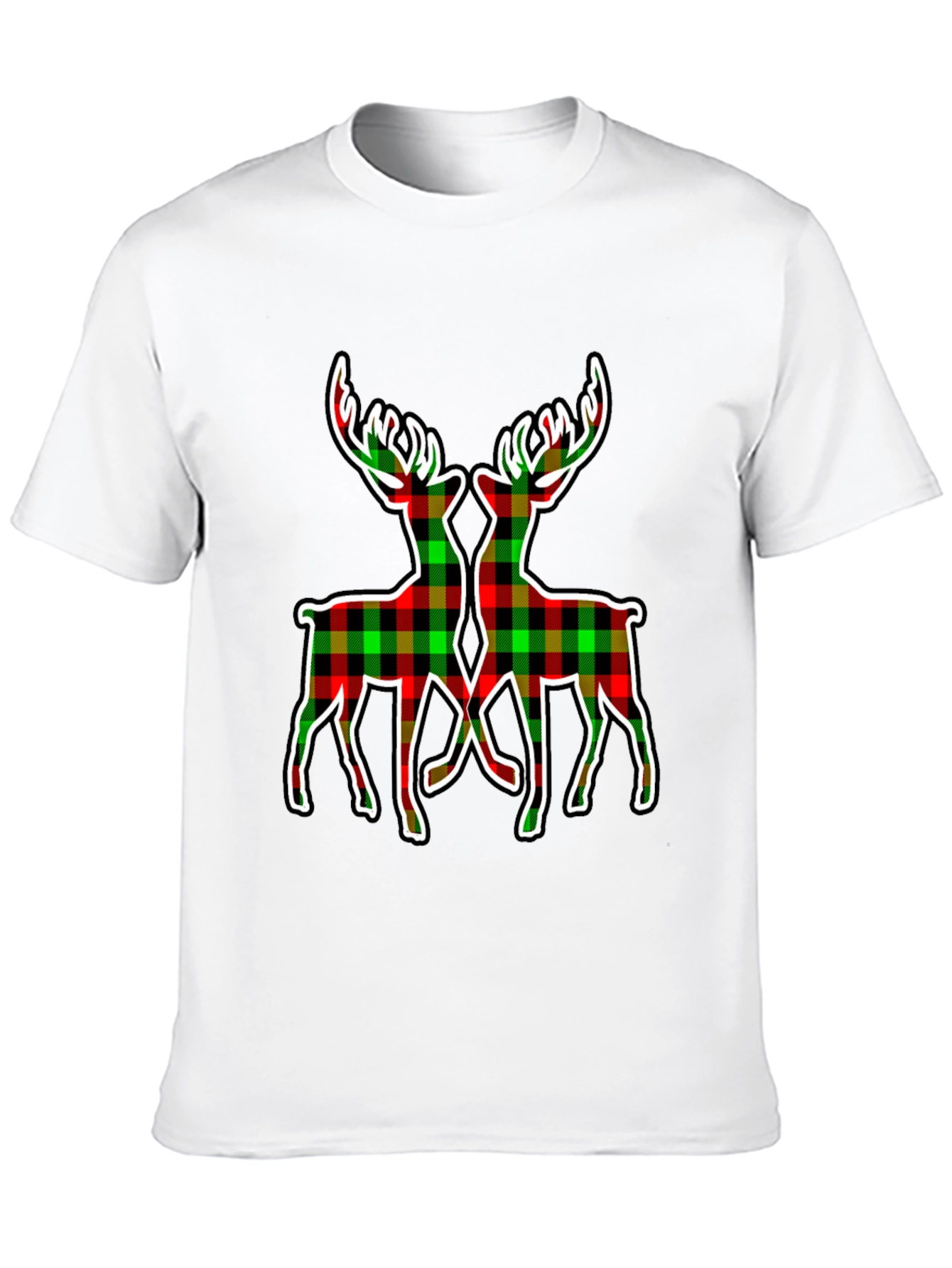 Plaid Deer Graphic Tee - Holiday Style