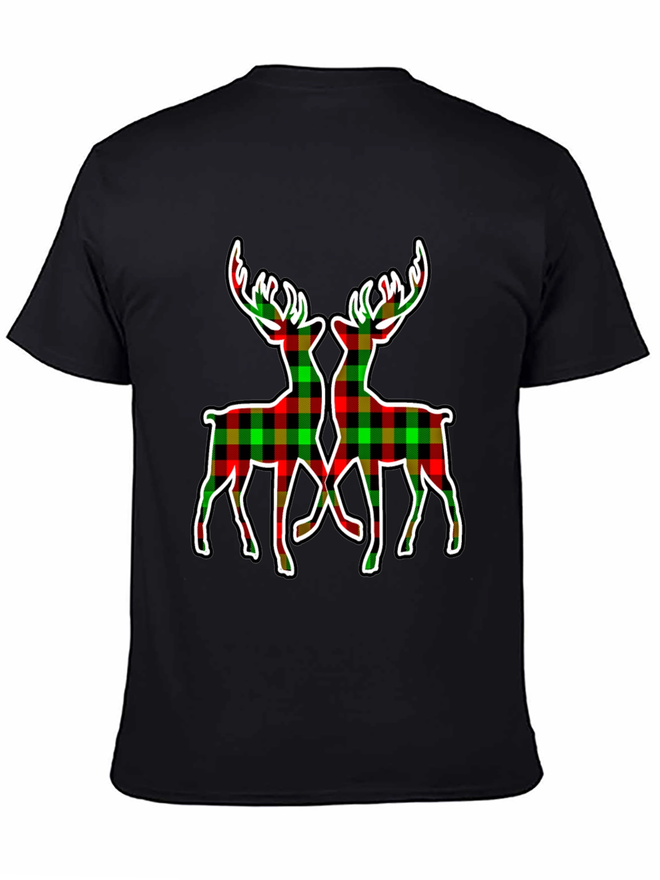 Plaid Deer Graphic Tee - Holiday Style