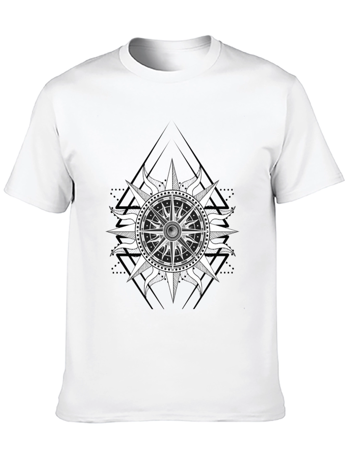 Black T-Shirt with Compass Rose Graphic