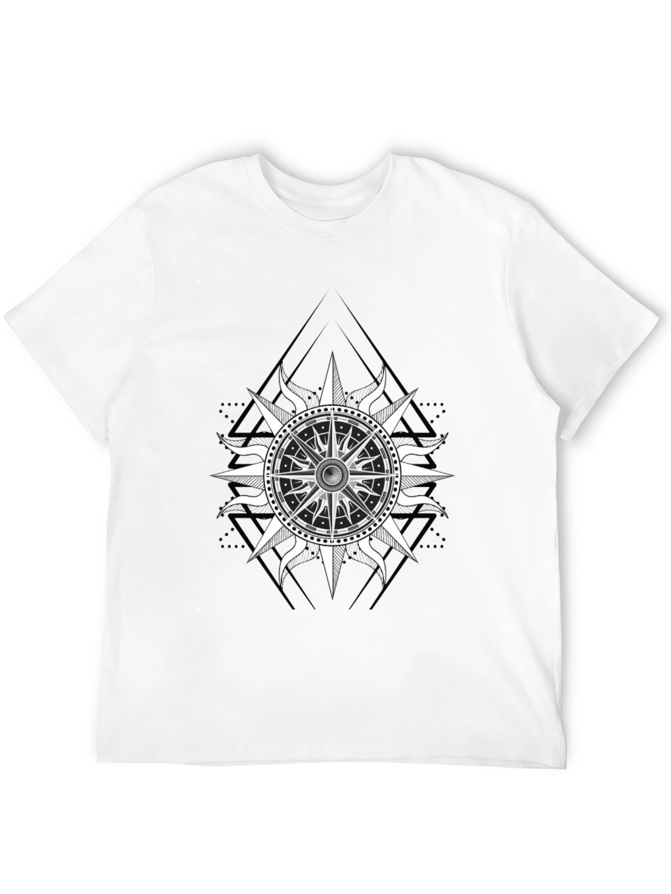Black T-Shirt with Compass Rose Graphic