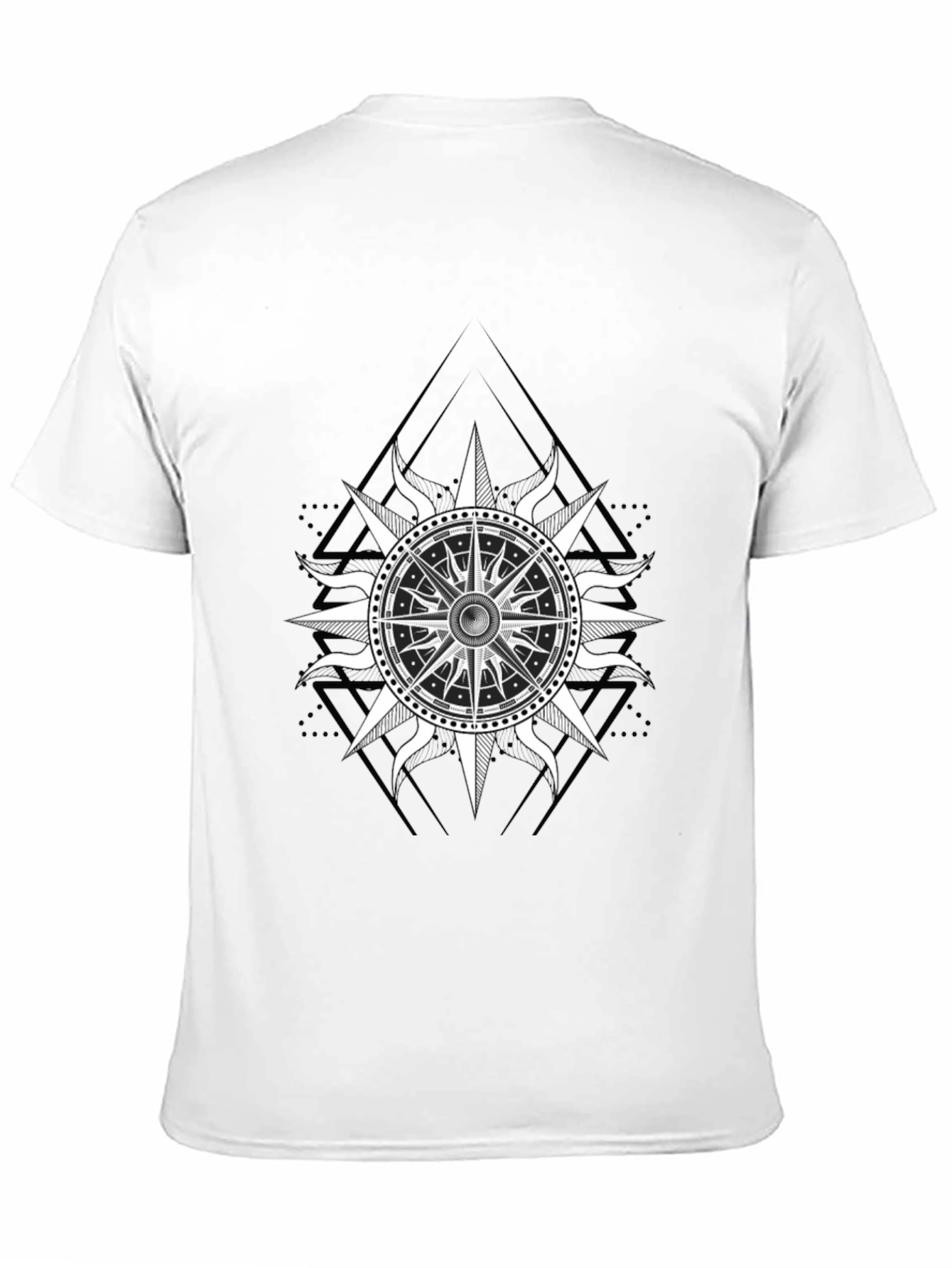 Black T-Shirt with Compass Rose Graphic