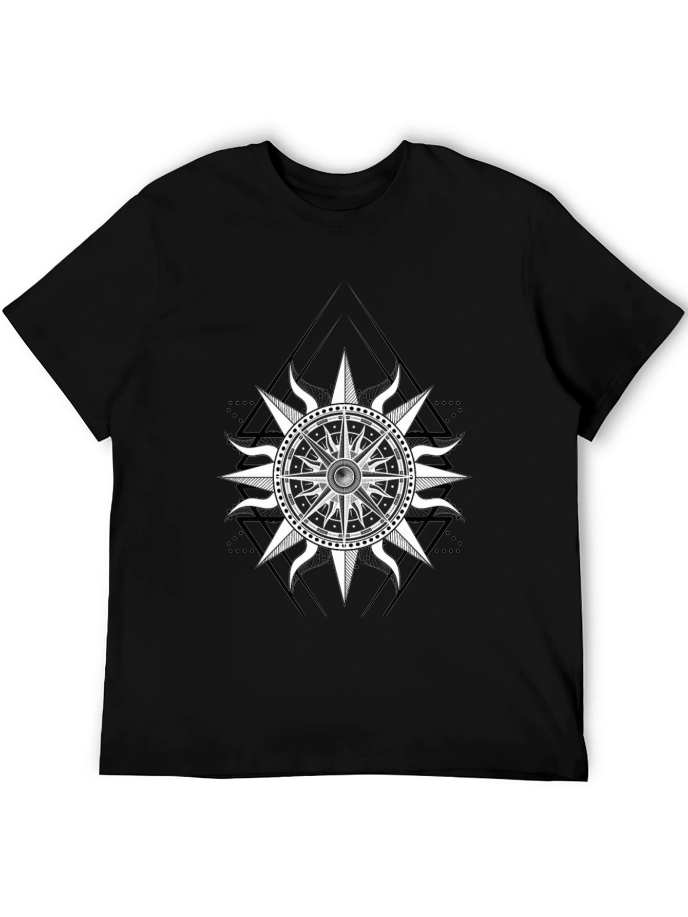 Black T-Shirt with Compass Rose Graphic