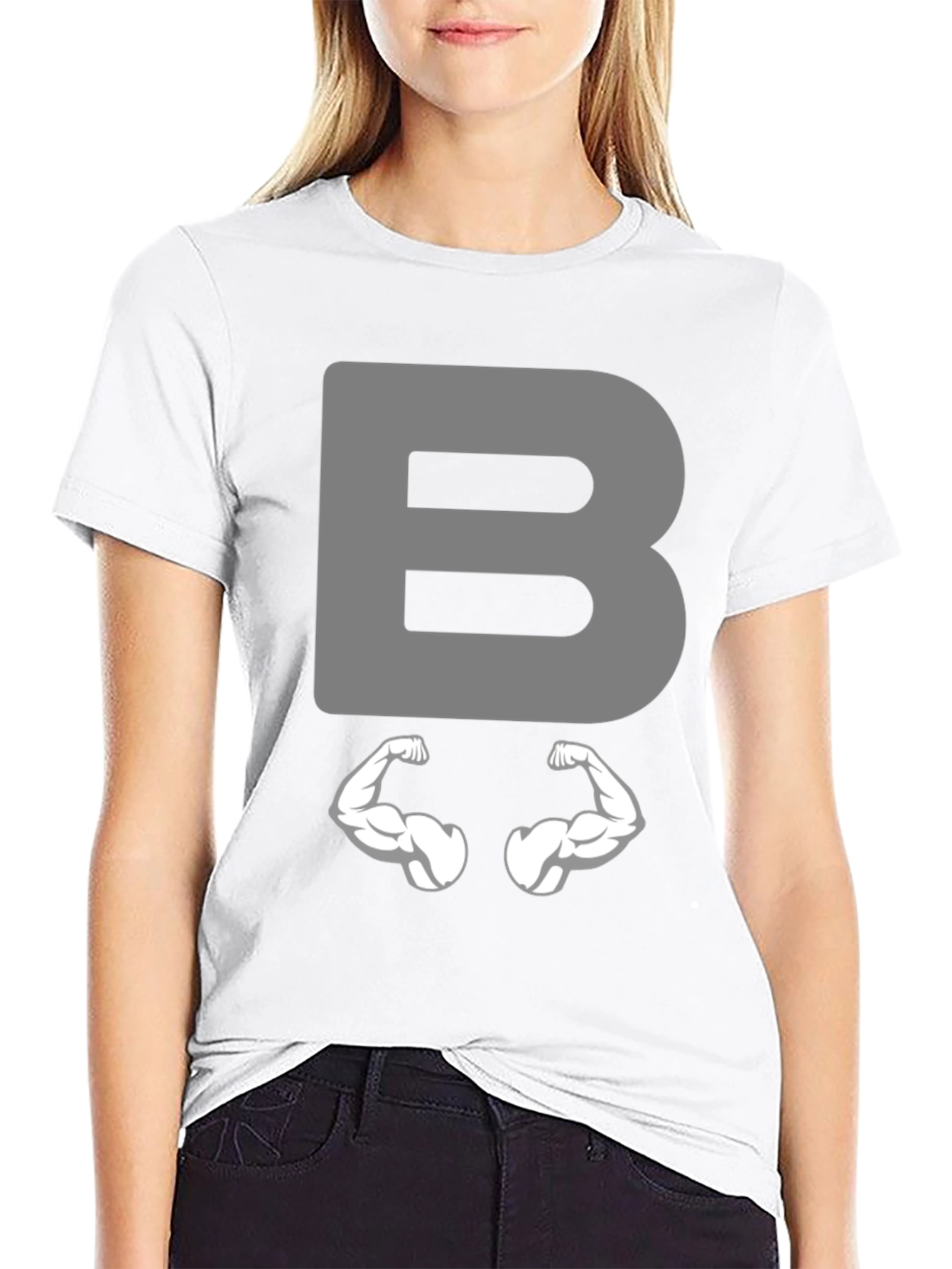 Funny Muscled B Letter T-Shirt