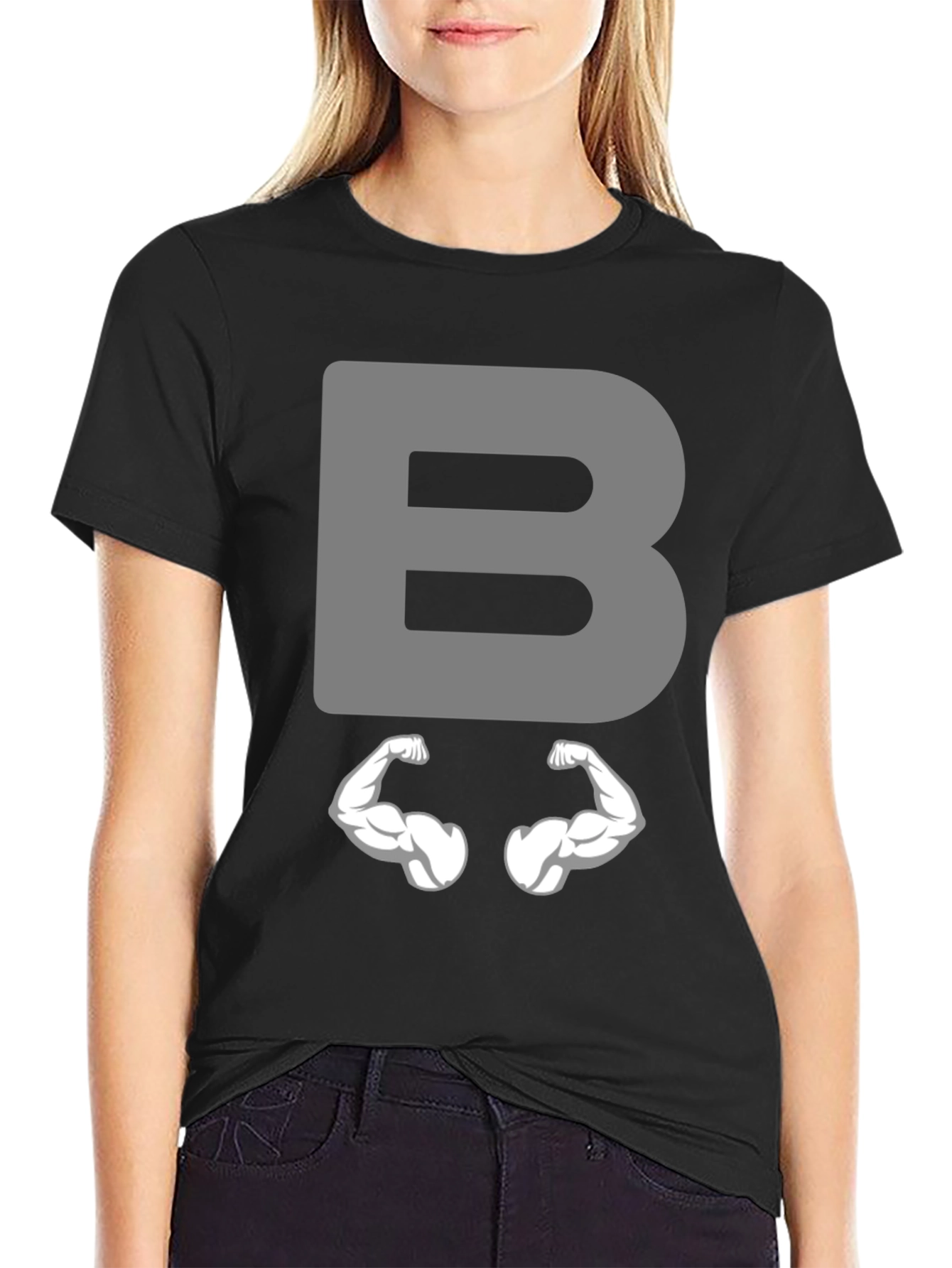 Funny Muscled B Letter T-Shirt