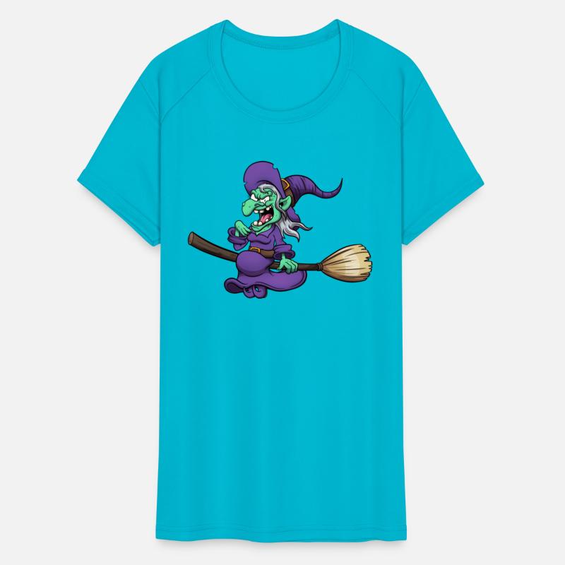 Crazy Laughing Witch On Broom
