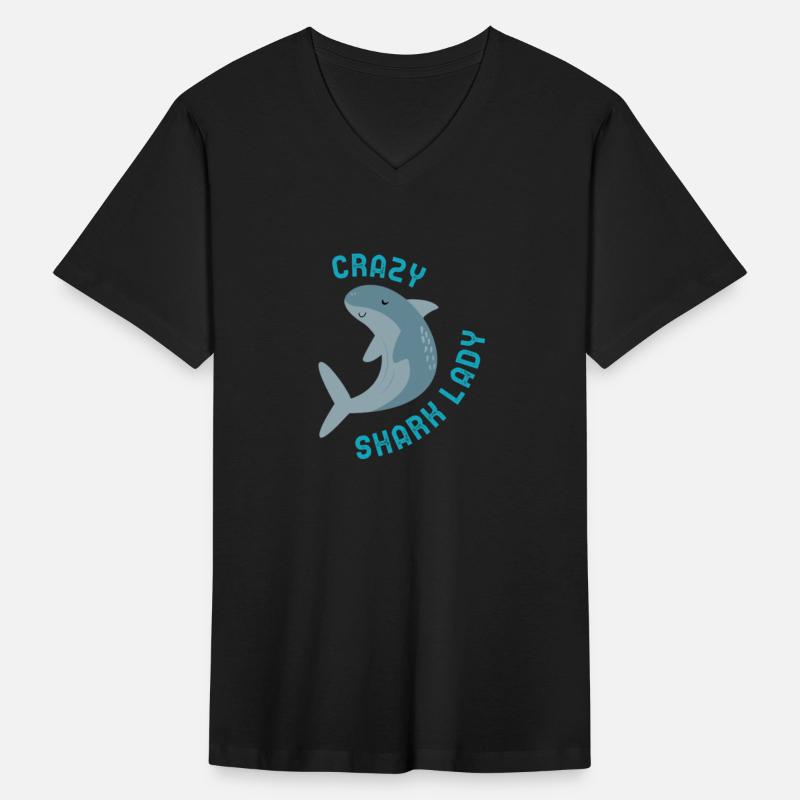 Crazy Shark Lady Fitted V Neck