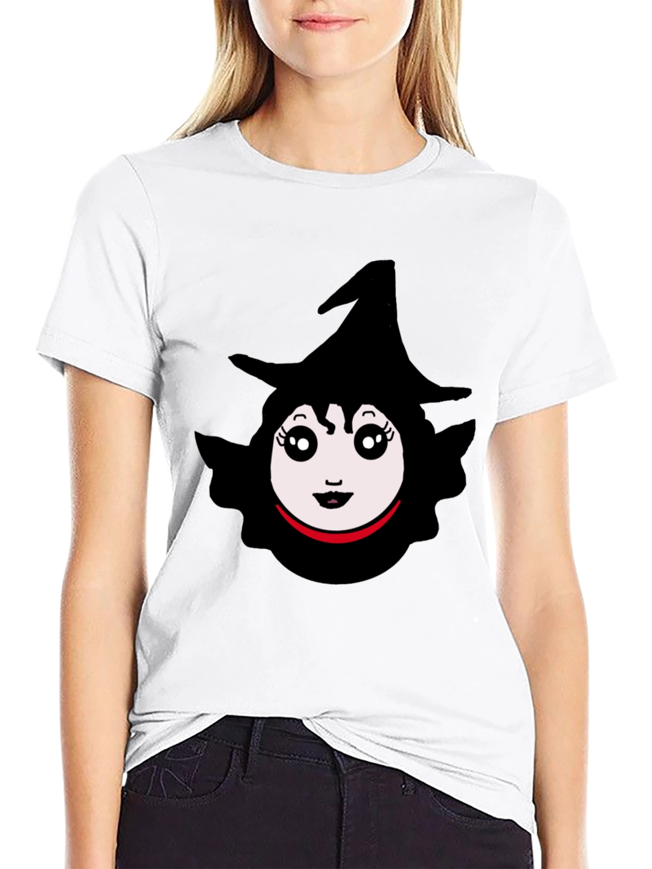 Whimsical Witch Graphic Tee - Black