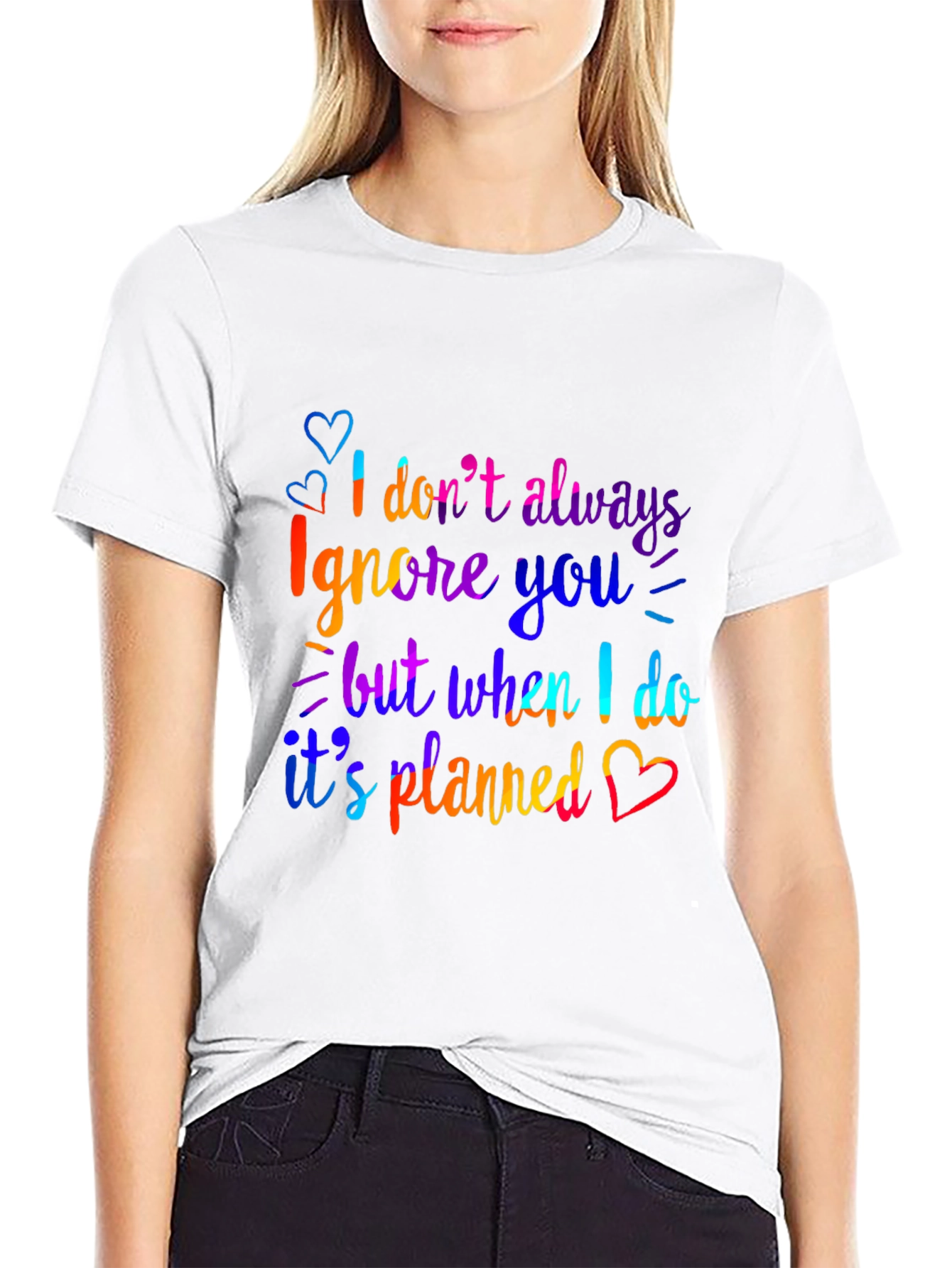 Funny Ignore You Graphic Print Black T-Shirt