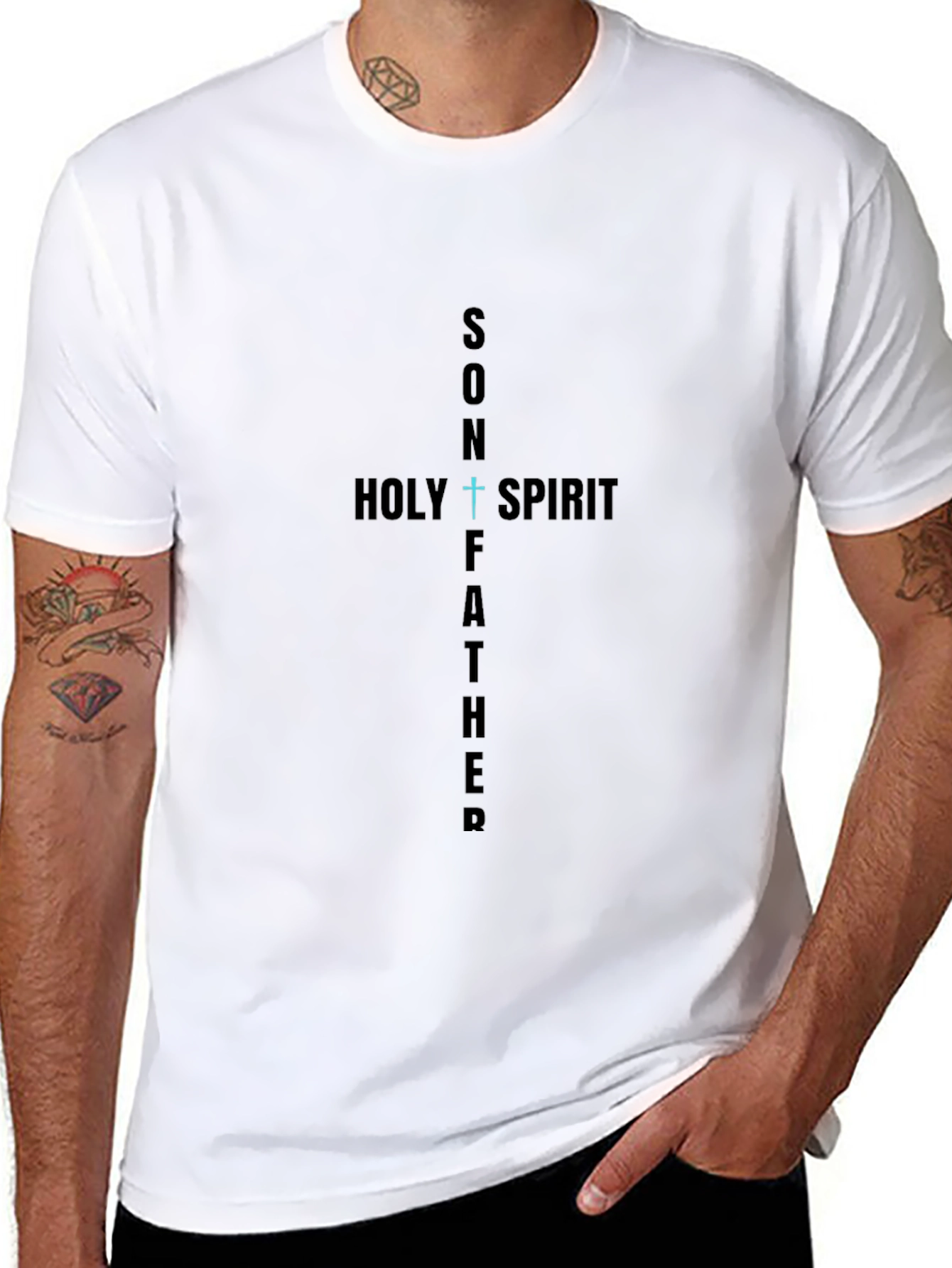 Faith-Inspired Son Holy Spirit Father Black T-Shirt
