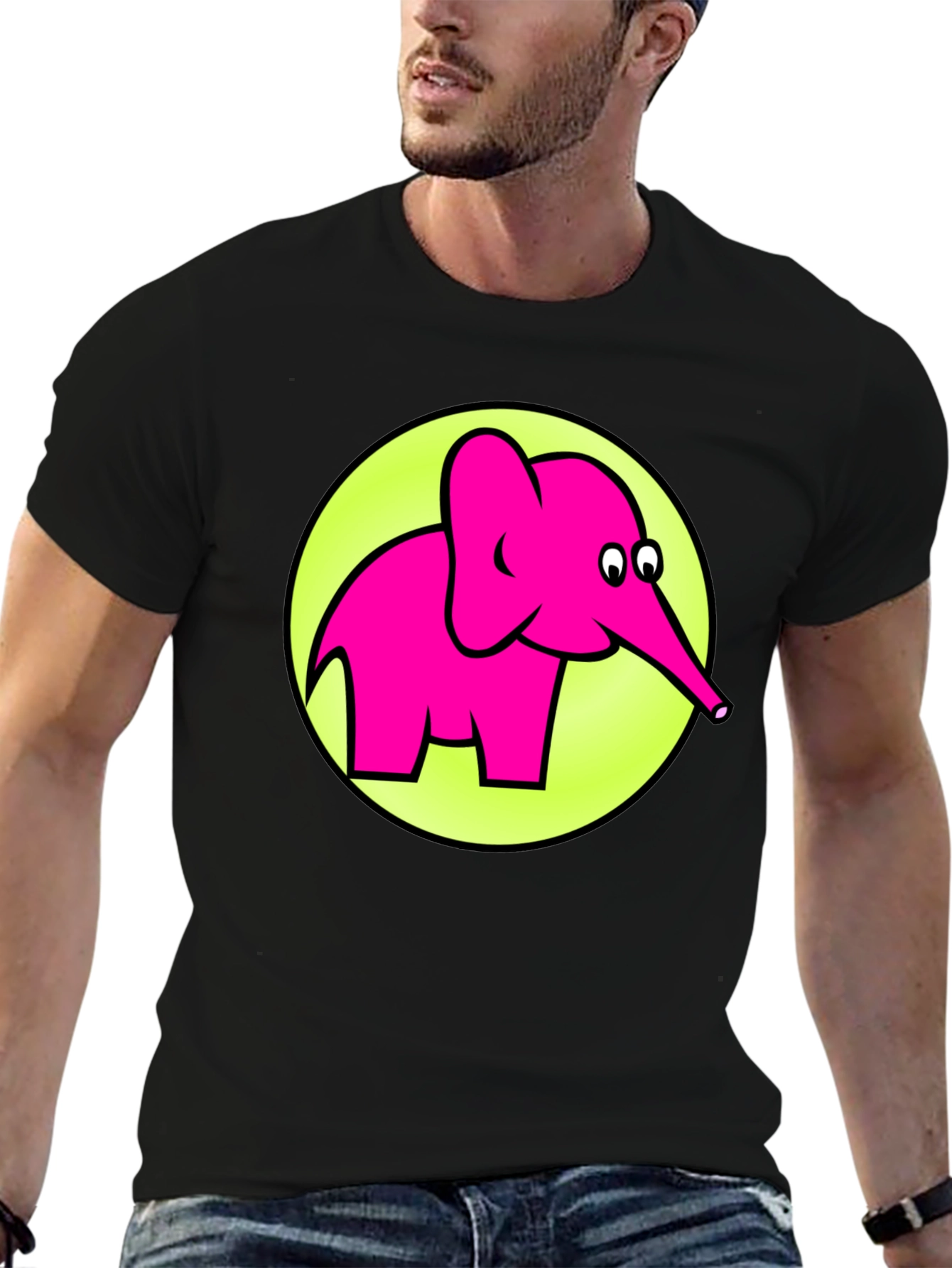 Pink Elephant Graphic T-Shirt - Mens Casual Tee
