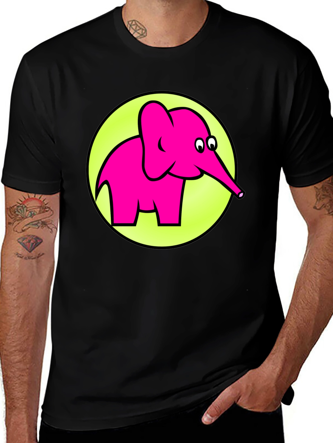 Pink Elephant Graphic T-Shirt - Mens Casual Tee