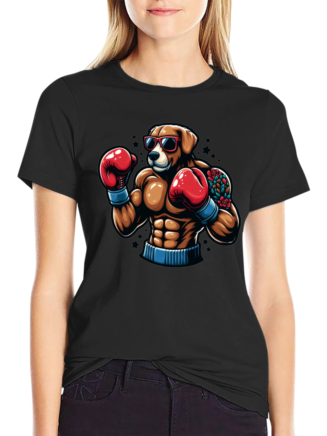 Dog Boxer Graphic Tee - Black T-Shirt