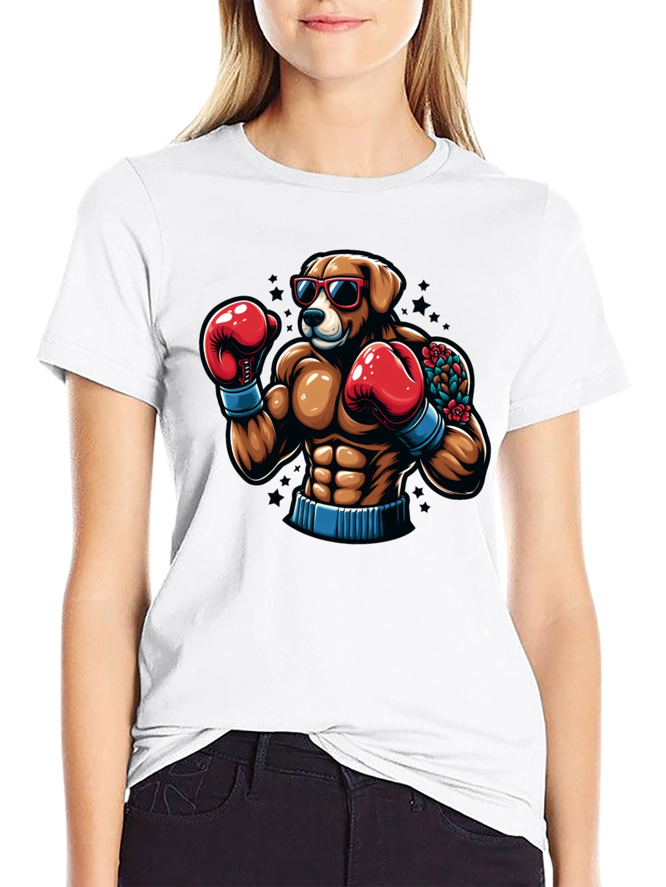 Dog Boxer Graphic Tee - Black T-Shirt