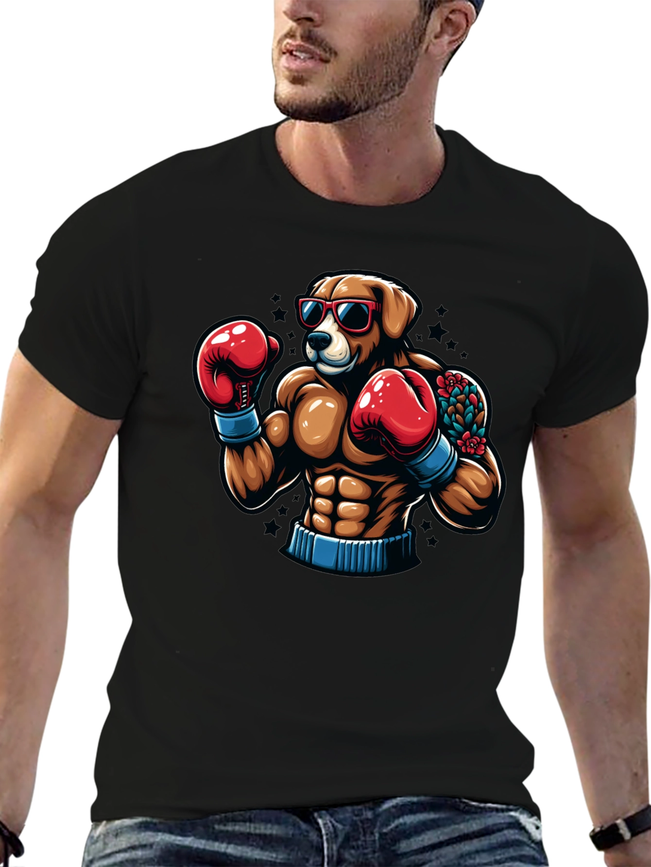 Dog Boxer Graphic Tee - Black T-Shirt