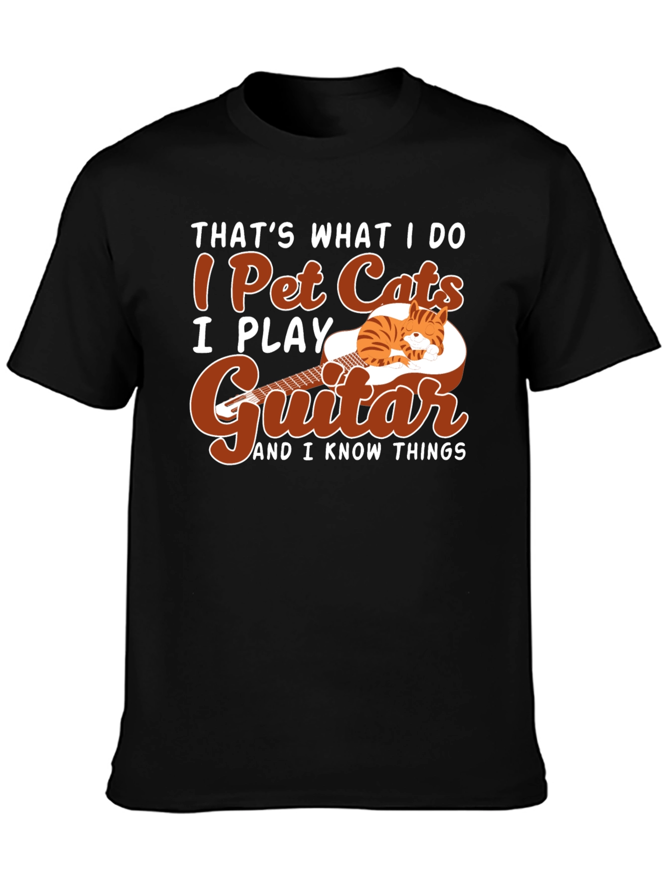 I Pet Cats Guitar T-Shirt