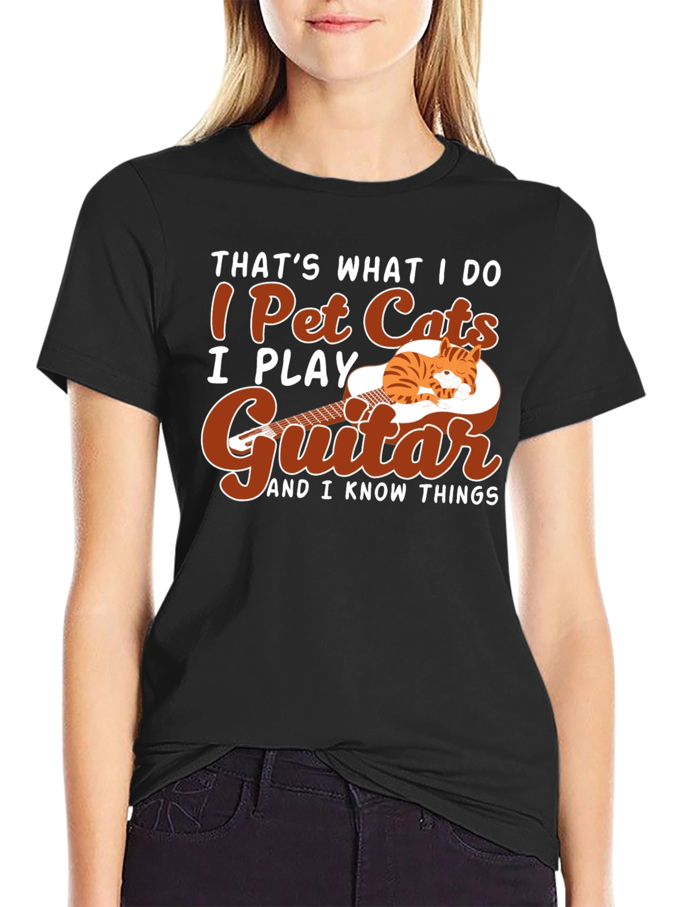 I Pet Cats Guitar T-Shirt