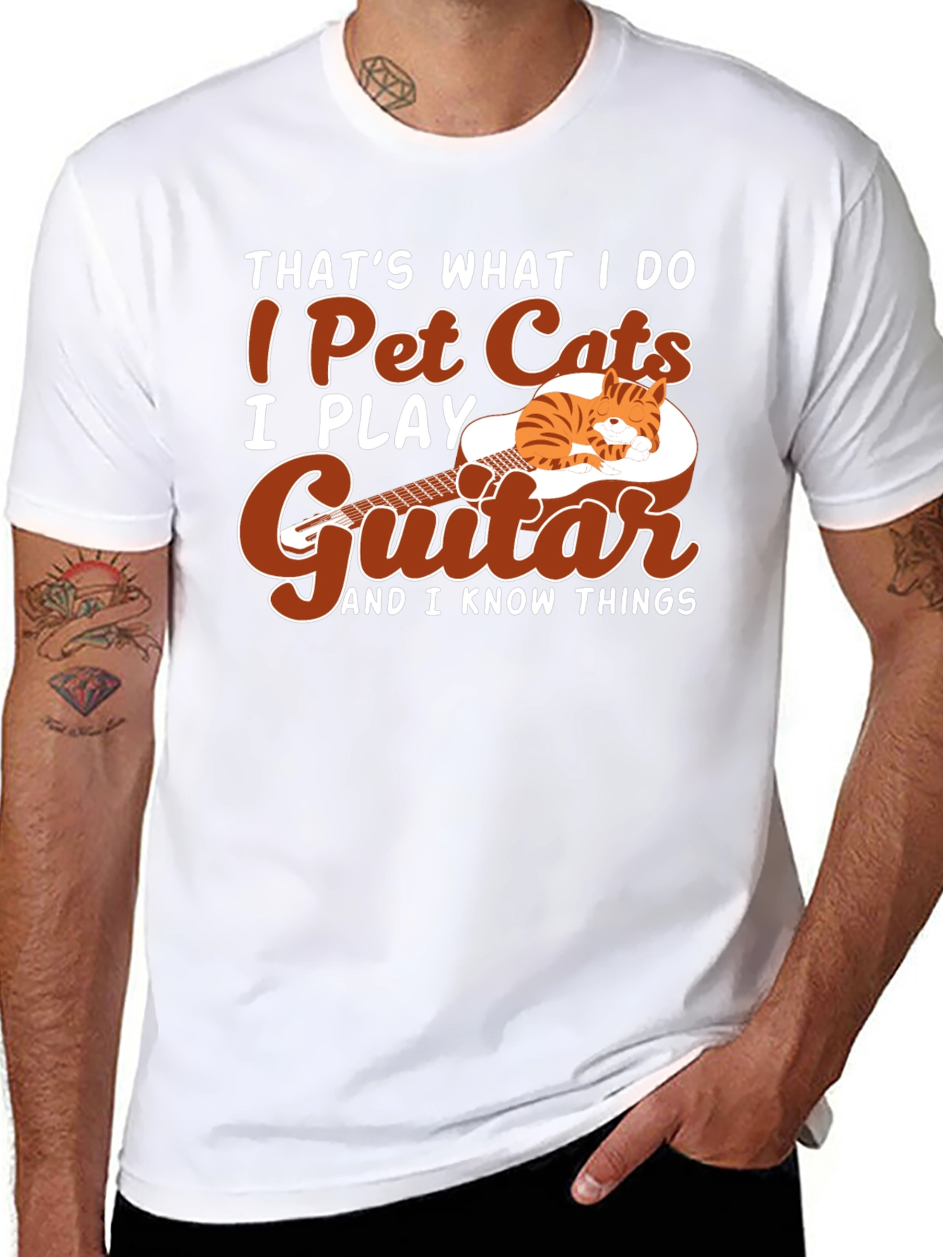 I Pet Cats Guitar T-Shirt