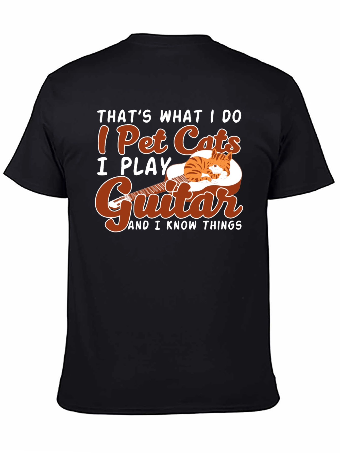 I Pet Cats Guitar T-Shirt