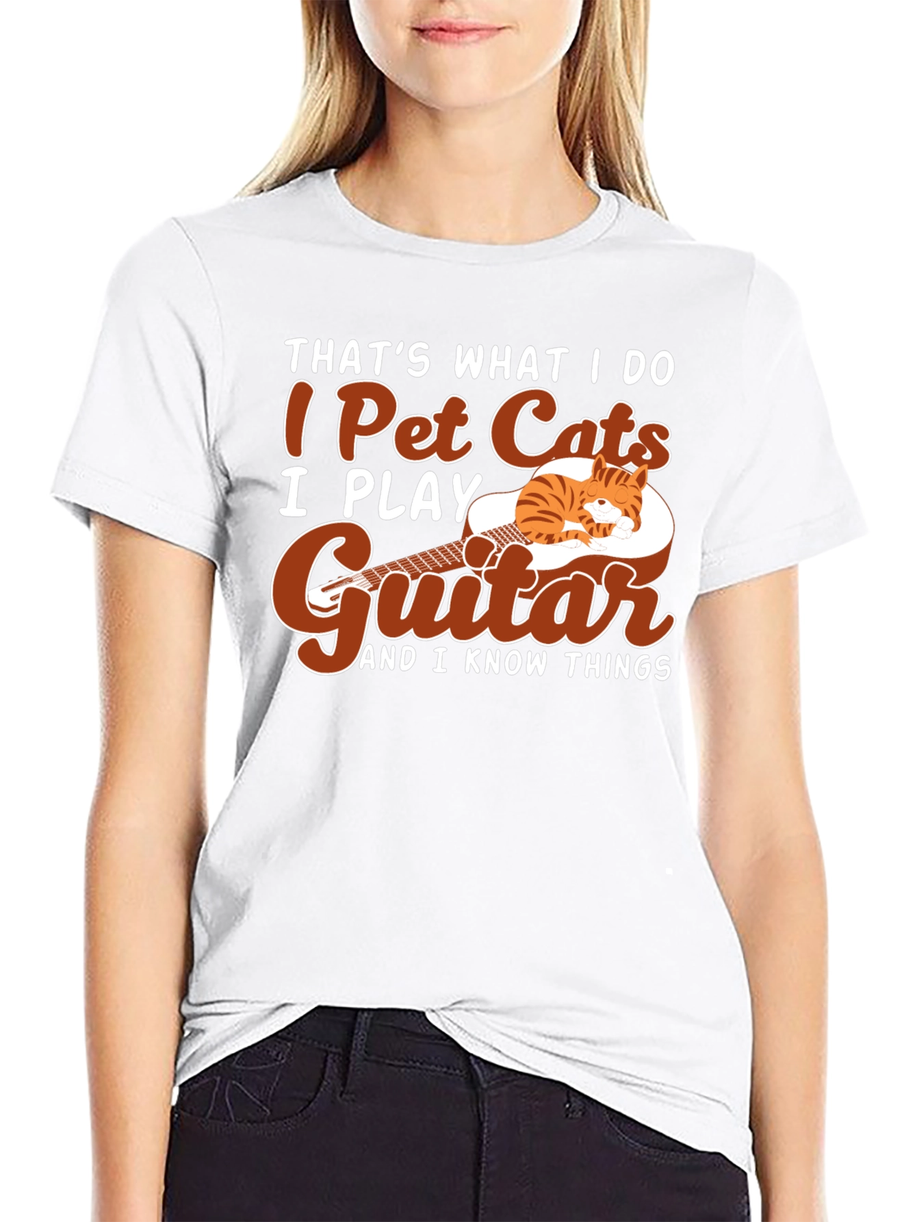 I Pet Cats Guitar T-Shirt