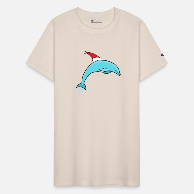 Cute Jumping Christmas Dolphin in a Santa Hat