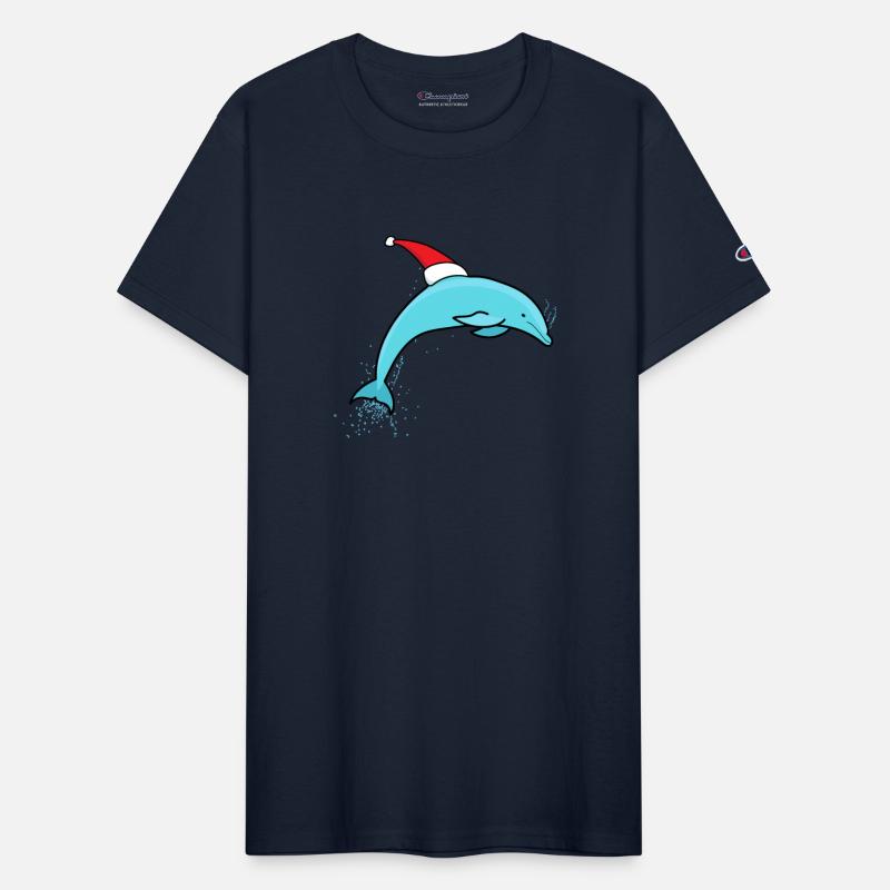 Cute Jumping Christmas Dolphin in a Santa Hat