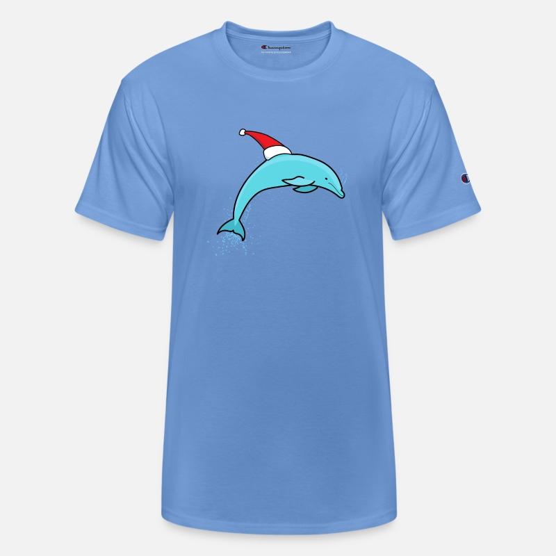 Cute Jumping Christmas Dolphin in a Santa Hat