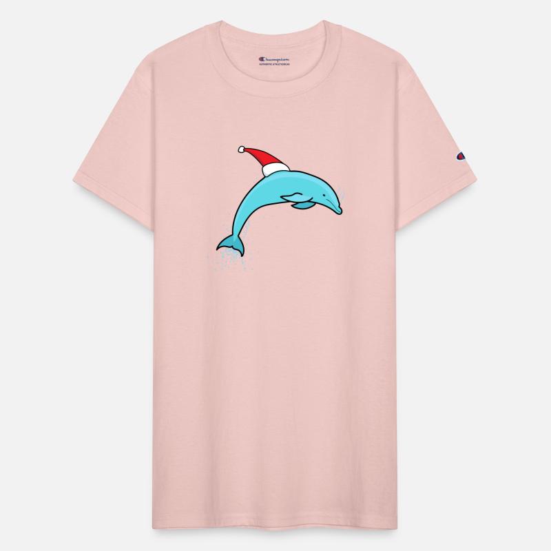 Cute Jumping Christmas Dolphin in a Santa Hat