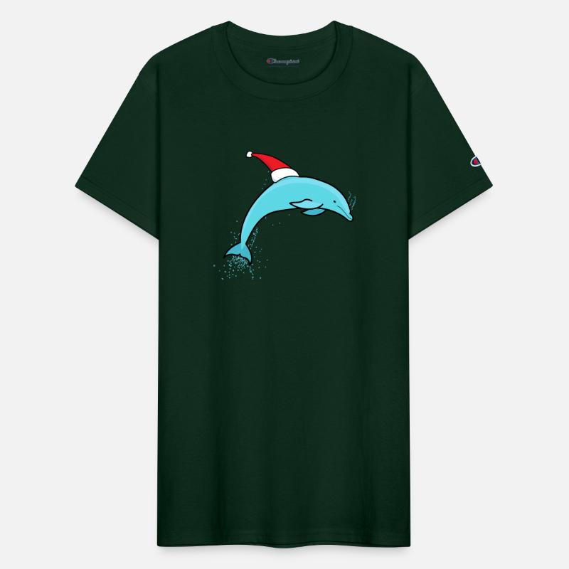 Cute Jumping Christmas Dolphin in a Santa Hat