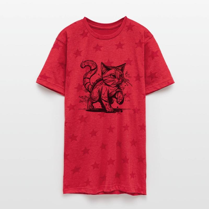 Cute Little Clumsy House Cat In Tattoo Style