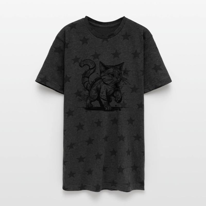 Cute Little Clumsy House Cat In Tattoo Style