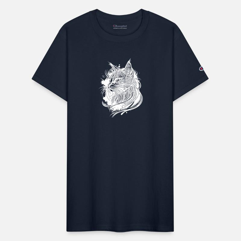 Cute Little Space Domestic Cat In Tattoo Style