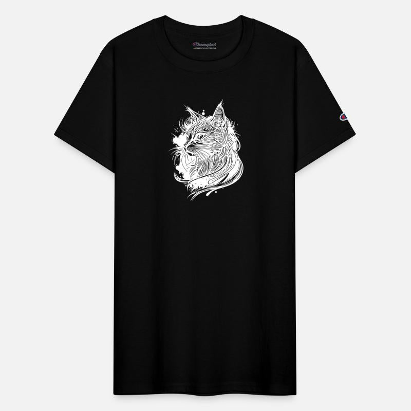 Cute Little Space Domestic Cat In Tattoo Style